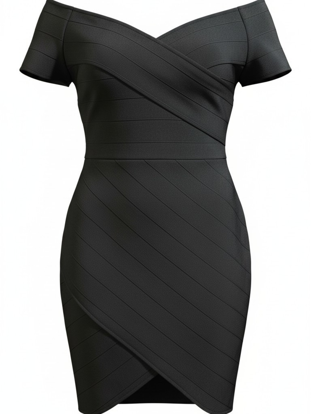 Hybrid & Company Black Off Shoulder Bodycon Dress